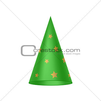 Green sorcerer hat with golden stars