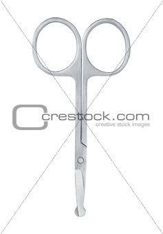 manicure nail scissors on an isolated white background