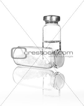 Medical ampoules with reflection isolated on white