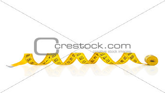 Yellow measure tape. Isolated on white background