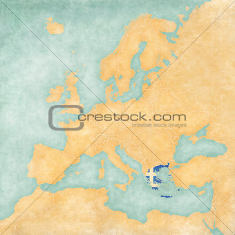 Map of Europe - Greece (Vintage Series)