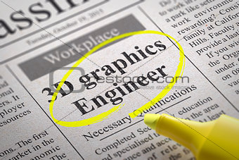 Graphics 3D Engineer Vacancy in Newspaper.