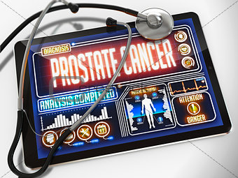 Prostate Cancer on the Display of Medical Tablet.
