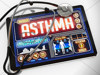 Asthma on the Display of Medical Tablet.
