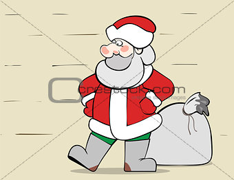 Santa Claus with a big sack of Christmas gifts