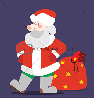 Santa Claus with a big sack of Christmas gifts