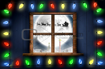Composite image of decorative lights hanging in a shape
