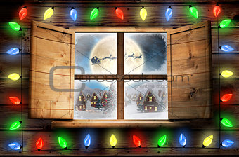 Composite image of decorative lights hanging in a shape