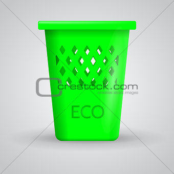 Vector illustration of green eco dustbin