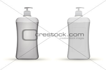 Vector illustration of gray dispenser pump bottles mock up