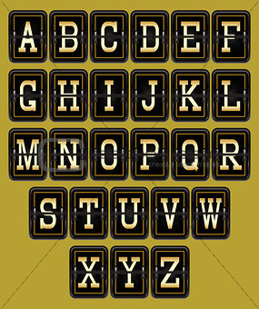 alphabet in retro style on background