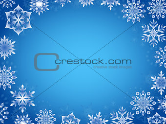 Greeting card with azure snowflakes