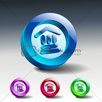 bank icon glass vector institution banking