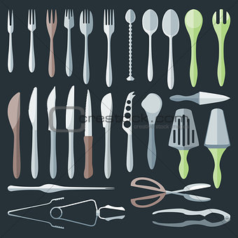 flat color cutlery set