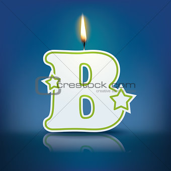 Candle letter B with flame