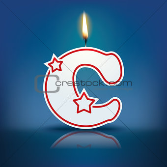 Candle letter C with flame