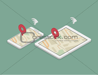 synchronization of smartphone and tablet pc using maps
