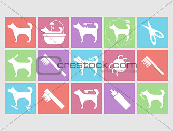 Dog grooming icons set