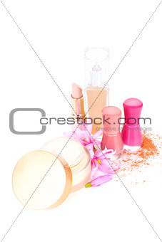 Makeup and cosmetic background.