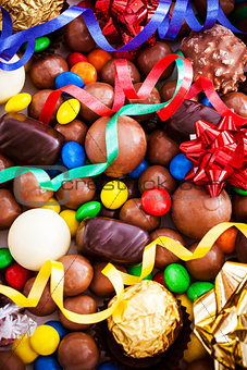 Assorted of different chocolate candy