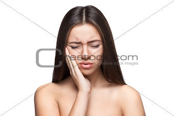 beautiful caucasian woman angry portrait isolated 