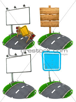 Road Sing Concepts - Set of 3D Illustrations.