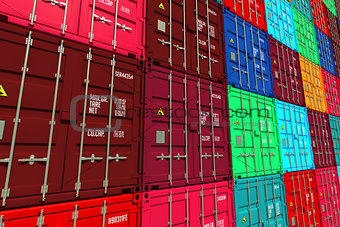 Stacked Colorful Cargo Containers.
