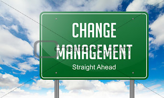 Change Management on Highway Signpost.