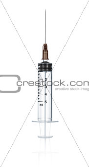 Empty syringe isolated on white background