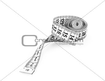 white measuring tape on an isolated white background