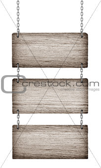 vintage wooden signs on white background isolated