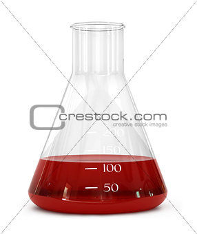 Laboratory Flask With Red Blood Isolated, 3d test tube