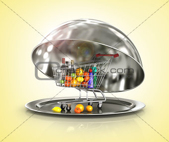 Photo of a silver serving dome or Cloche isolated on a white background with clipping path.