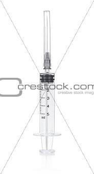 Syringe with needle isolated on white background