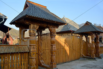 carved wood gate