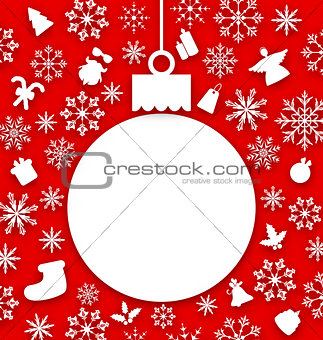 Christmas paper hanging ball as a postcard