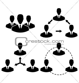 Set icons human resources and management