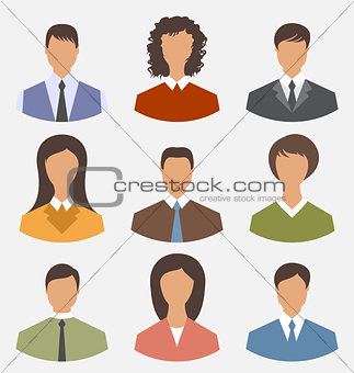 Avatar set front portrait office employee business people for we