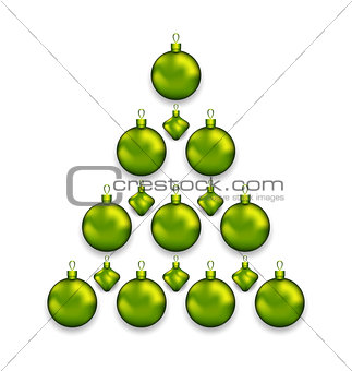 Christmas tree made of glass balls, isolated on white background