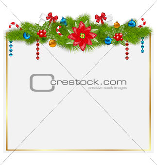 Greeting card with traditional Christmas elements