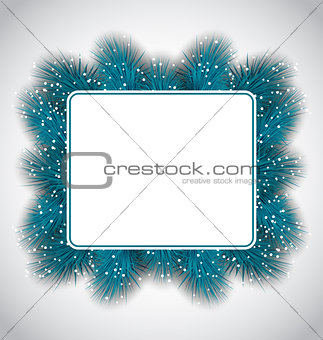 New Year elegant card with fir branches, copy space for your tex