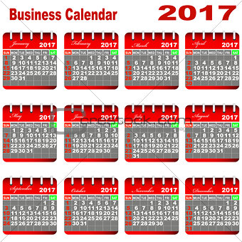 Business Calendar 2017.