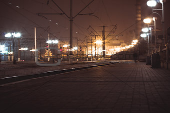 Railway station at the night  in Lviv,