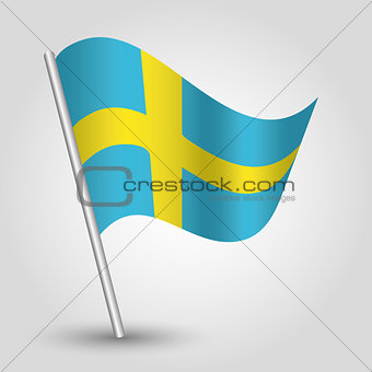 vector 3d waving swedish flag on pole - national symbol of Schweden