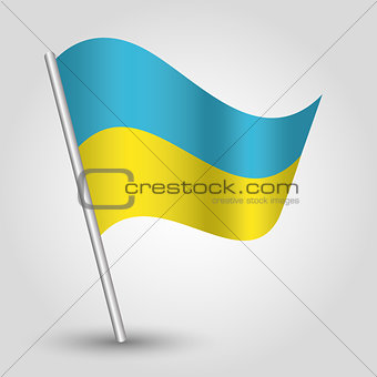 vector 3d waving ukrainian flag on pole - national symbol of Ukraine
