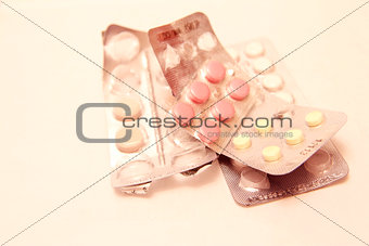 Packs of pills isolated on white background
