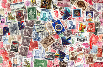 Background of Belgian postage stamps