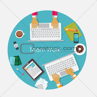 Team Work Flat Concept Vector Illustration