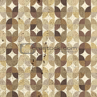 Ornamental worn textile geometric seamless pattern, vector abstr