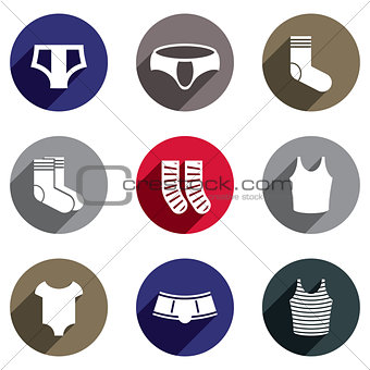 Male underwear vector icon set.